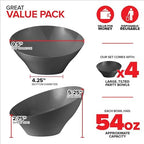 54oz Black Plastic Serving Bowls (4 Pack) Large Disposable Snack Bowl Candy Dishes, Buffet Containers, Chips, alternate view