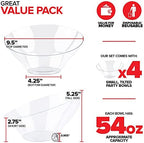 54oz Clear Plastic Serving Bowls (4 Pack) Large Disposable Candy Dishes, Buffet Containers for Chips, Popcorn, alternate view