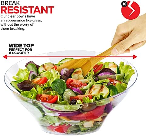 54oz Clear Plastic Serving Bowls (4 Pack) Large Disposable Candy Dishes, Buffet Containers for Chips, Popcorn, alternate view