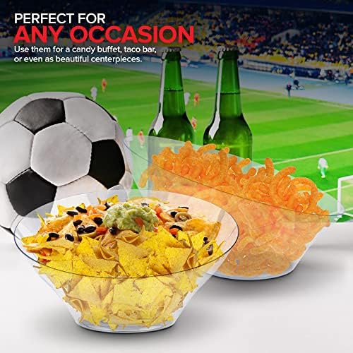 54oz Clear Plastic Serving Bowls (4 Pack) Large Disposable Candy Dishes, Buffet Containers for Chips, Popcorn, alternate view