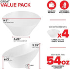 54oz White Plastic Serving Bowls (4 Pack) Large Disposable Snack Bowl Candy Dishes, Buffet Containers, Chips, alternate view