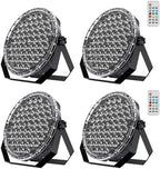 54x1W RGB LED Stage DJ Par Lights with Remote Control, 4 Pack in Black