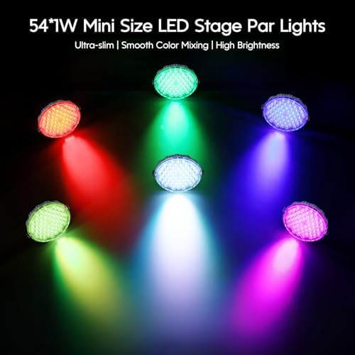 54x1W RGB LED Stage DJ Par Lights with Remote Control, 4 Pack in Black, alternate view 2