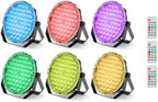 54x1W RGB LED Stage DJ Par Lights with Remote Control, 6 Pack in Black