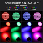 54x1W RGB LED Stage DJ Par Lights with Remote Control, 6 Pack in Black, alternate view 4