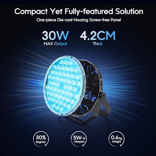 54x1W RGB LED Stage DJ Par Lights with Remote Control, 8 Pack in Black, alternate view 3