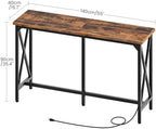 55'' Bar Table, Kitchen Dining Table with Power Outlet and Footrest, Industrial Style, for Pub, Living Room, alternate view 2