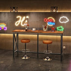 55'' Bar Table, Kitchen Dining Table with Power Outlet and Footrest, Industrial Style, for Pub, Living Room, alternate view 4