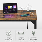 55'' Bar Table, Kitchen Dining Table with Power Outlet and Footrest, Industrial Style, for Pub, Living Room, alternate view 5