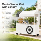 55" L Portable Vendor Cart, Mobile Candy Cart with Wheels for Party(Black) in Black, alternate view 3