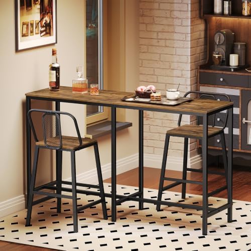 55" Long Bar Table, Counter Bar Height Table, High Top Table, Rectangular Hightop Bar Pub, for Kitchen, Living, alternate