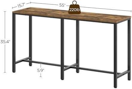 55" Long Bar Table, Counter Bar Height Table, High Top Table, Rectangular Hightop Bar Pub, for Kitchen, Living, alternate