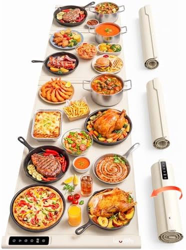 55" x 16" Food Warming Mat, 3-in-1 Expandable Silicone Warming Mat for Food