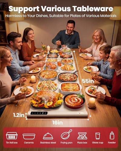 55" x 16" Food Warming Mat, 3-in-1 Expandable Silicone Warming Mat for Food, alternate view 3