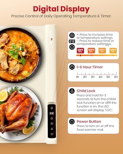 55" x 16" Food Warming Mat, 3-in-1 Expandable Silicone Warming Mat for Food, alternate view 4