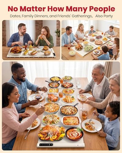 55" x 16" Food Warming Mat, 3-in-1 Expandable Silicone Warming Mat for Food, alternate view 5