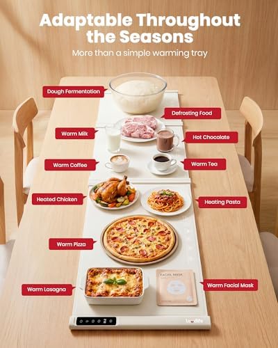 55" x 16" Food Warming Mat, 3-in-1 Expandable Silicone Warming Mat for Food, alternate view 6
