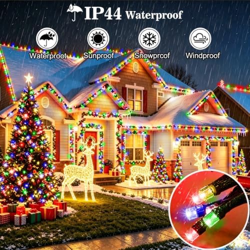 551FT 1400 LED Christmas Lights Outdoor Green Wire String Lights 8 Modes with Timer Memory Waterproof Fairy, alternate view 6