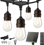 55FT Solar String Lights Outdoor, 16+1 Shatterproof LED Lights