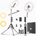 55W18 45cm Ring Light Kit [New Version] 6700K Dimmable LEDRinglightTripod Stand Dual Phone Holder for iPhone