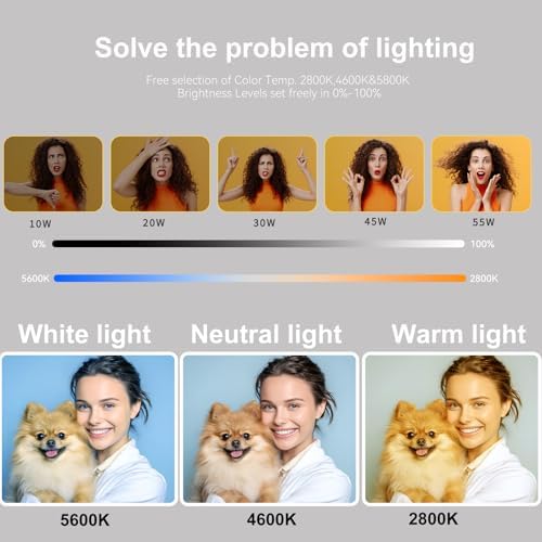 55W18 45cm Ring Light Kit [New Version] 6700K Dimmable LEDRinglightTripod Stand Dual Phone Holder for iPhone, alternate view