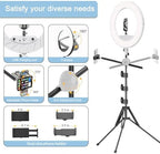 55W18 45cm Ring Light Kit [New Version] 6700K Dimmable LEDRinglightTripod Stand Dual Phone Holder for iPhone, alternate view