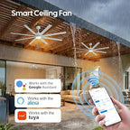 56 Inch Outdoor Waterproof Ceiling Fan with Light, Wet Rated Smart Fan in White, alternate view 3