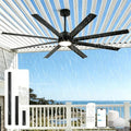 56 Inch Waterproof Smart Outdoor Ceiling Fan with Light, High CFM in Black