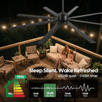 56 Inch Waterproof Smart Outdoor Ceiling Fan with Light, High CFM in Black, alternate view 6