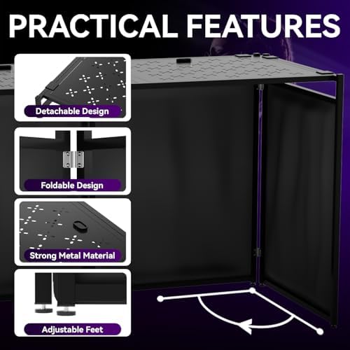 56''x28"Portable DJ Booth Table, Foldable DJ Table Stand, alternate view 3