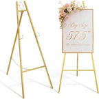 57.5" Gold Easel Stand for Wedding Sign, Art, Welcome Sign, Painting in Golden
