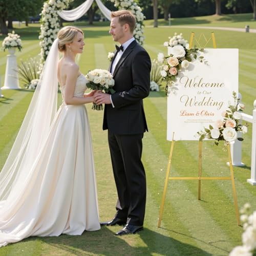 57.5" Gold Easel Stand for Wedding Sign, Art, Welcome Sign, Painting in Golden, alternate view 2