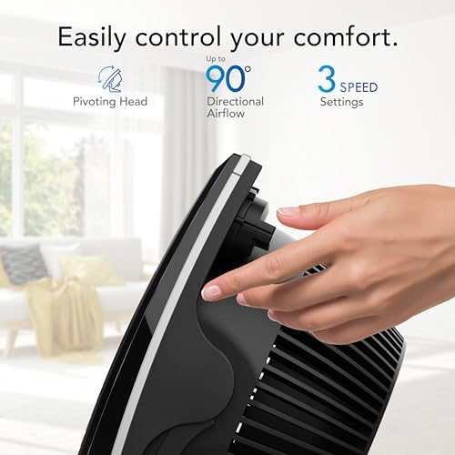 573T Small Room Air Circulator Fan with Pivoting Head, Easy Clean Removable Grille, 3 Speed Settings, Black, alternate view 5