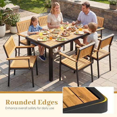 58" Rectangular Wood Patio Dining Table for 6, alternate view 5