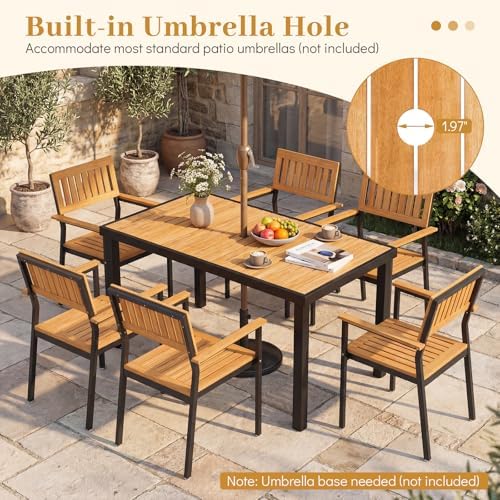 58" Rectangular Wood Patio Dining Table for 6, alternate view 6