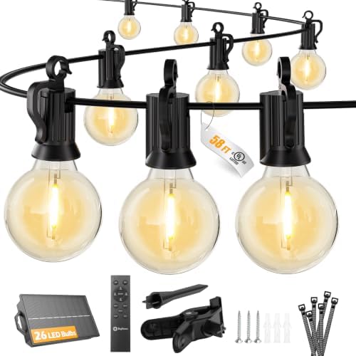 58FT 26LED Solar String Lights Outdoor with Remote & USB Port