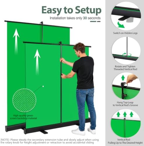 58x76in Collapsible Green Screen Backdrop Photo Lighting Kit Portable, alternate view 3