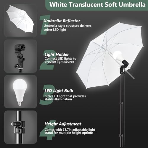 58x76in Collapsible Green Screen Backdrop Photo Lighting Kit Portable, alternate view 5
