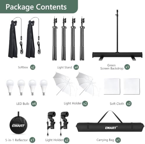 58x76in Collapsible Green Screen Backdrop Photo Lighting Kit Portable, alternate view 7