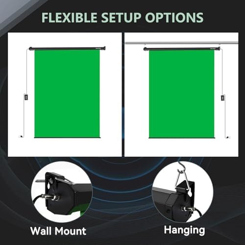 59.8" x 86.6" Motorized Pull Down Green Screen, Wall Mount, alternate view 6