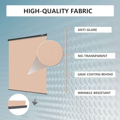 59.8 x 86.6in Retractable Pull Down Wall-Mount Beige Screen Backdrop, alternate view 4