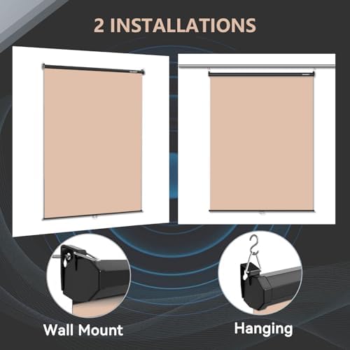 59.8 x 86.6in Retractable Pull Down Wall-Mount Beige Screen Backdrop, alternate view 5