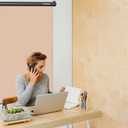 59.8 x 86.6in Retractable Pull Down Wall-Mount Beige Screen Backdrop, alternate view 6