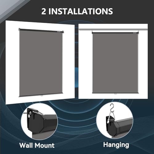 59.8 x 86.6in Retractable Pull Down Wall-Mount Gray Screen Backdrop, alternate view 5