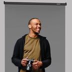 59.8 x 86.6in Retractable Pull Down Wall-Mount Gray Screen Backdrop, alternate view 6