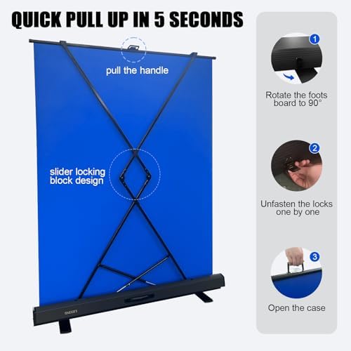 59.8X78.7in Retractable Blue Screen, Collapsible Chroma Key Panel Backdrop, alternate view 2