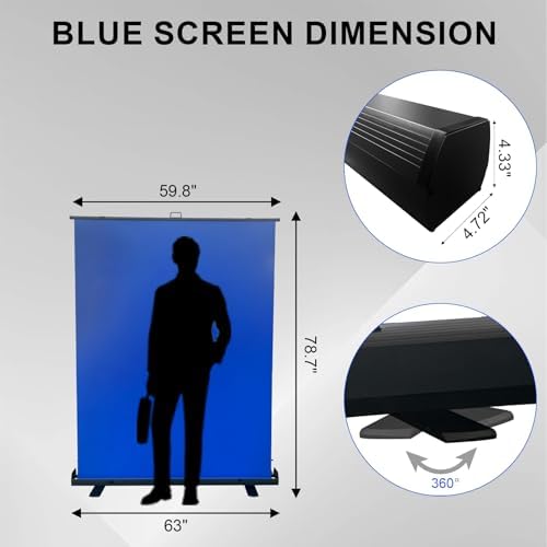 59.8X78.7in Retractable Blue Screen, Collapsible Chroma Key Panel Backdrop, alternate view 5