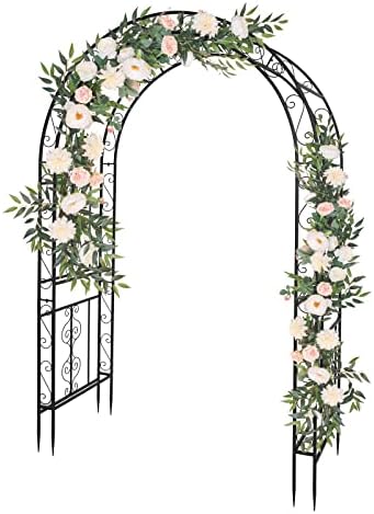 59" x 23" x 84" Metal Garden Arbor Arch, Double Layer Arc Top for Climbing Plants, Wedding & Patio, Black in