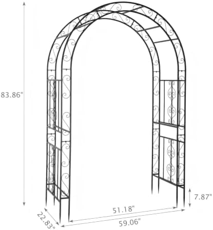 59" x 23" x 84" Metal Garden Arbor Arch, Double Layer Arc Top for Climbing Plants, Wedding & Patio, Black in, alternate view