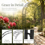 59" x 23" x 84" Metal Garden Arbor Arch, Double Layer Arc Top for Climbing Plants, Wedding & Patio, Black in, alternate view